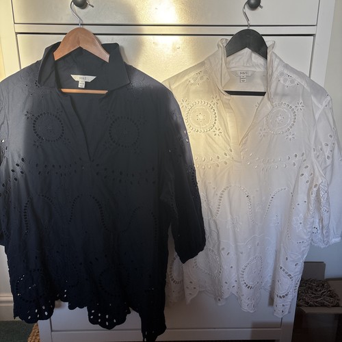 Two broderie tunic tops - two,