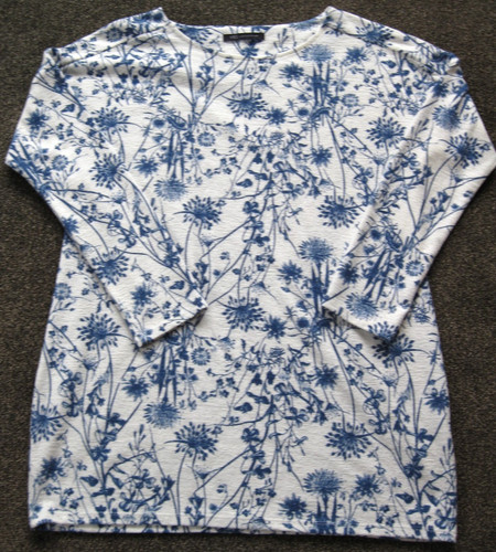 Ladies long ivory blue - m, ivory/blue